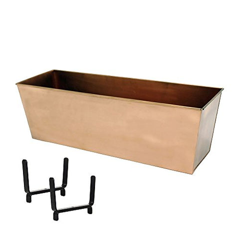 Achla Designs C09C-K6 Handrail Copper Kit, 2 x 6 Window Flower Box with Railing Brackets, Small