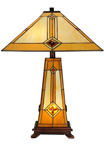 23 inches H Diamond Mission Lighted Base Table Lamp