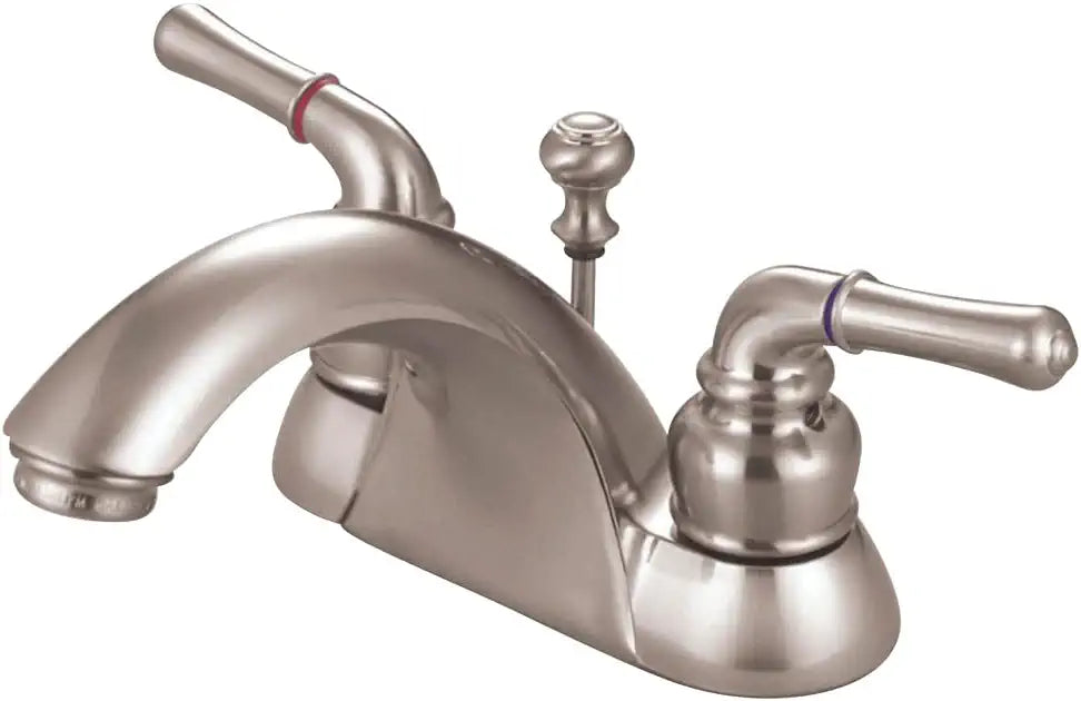 Kingston Brass KB2628B Naples 4-Inch Centerset Lavatory Faucet Brass Pop-Up, Brushed Nickel