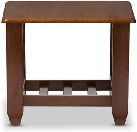 Baxton Studio Larissa Modern Classic Mission Style Cherry Finished Brown Wood Living Room Occasional End Table