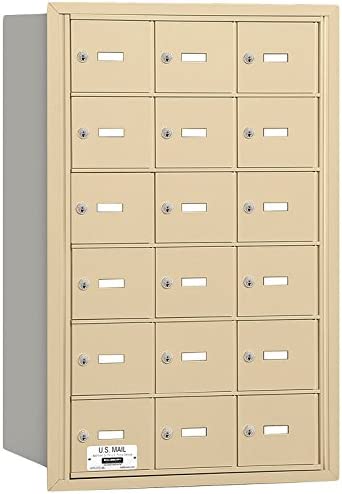 Salsbury Industries 3618SRP 4B Plus Horizontal Mailbox, 18 A Doors, Rear Loading, Private Access, Sandstone