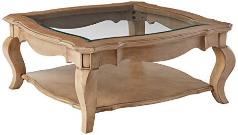 ACME Chelmsford Coffee Table - - Antique Taupe &amp; Clear Glass