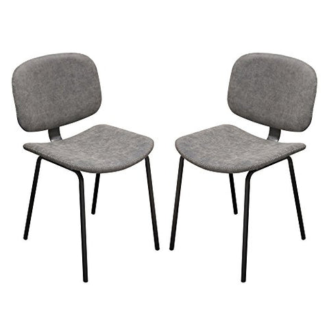 Set of Two James Dining Chairs in Steel Grey PU with Powder Coated Metal Frame by Diamond Sofa