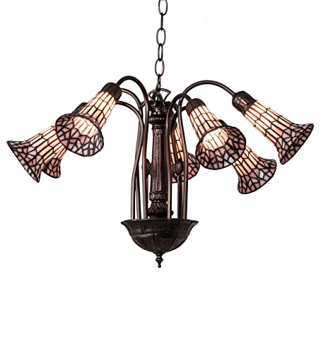 26 inches Wide Tiffany Pond Lily 7 Light Chandelier