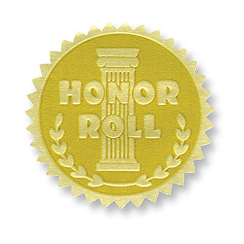 Hayes Publishing Gold Foil Embossed Seals, Honor Roll, Pack of 54
