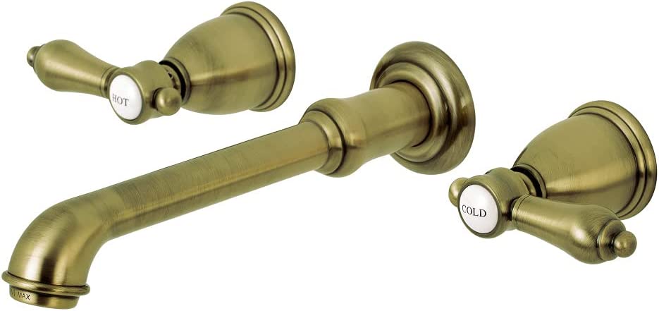 Kingston Brass KS7123BAL 8-Inch Center Wall Mount Bathroom Faucet, Antique Brass