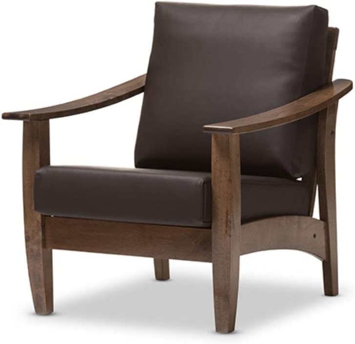 Baxton Studio Pierce Mid-Century Modern 1-Seater Lounge Chair Dark Brown/Contemporary/Walnut Brown