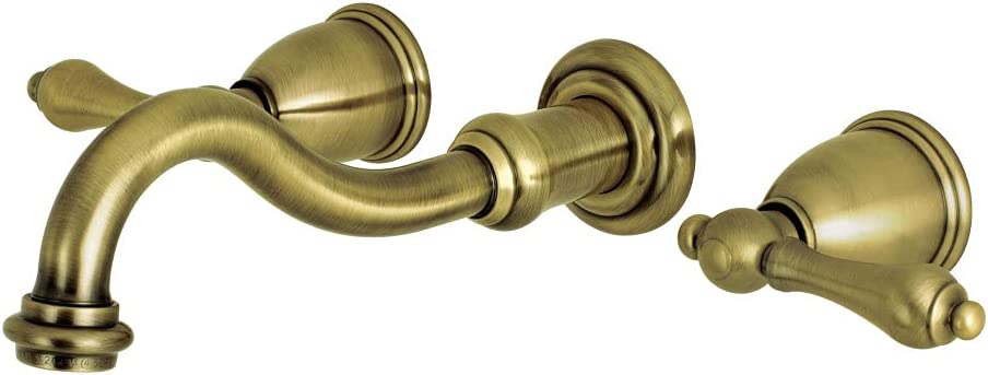 Kingston Brass KS3123AL 8-Inch Center Wall Mount Bathroom Faucet, Antique Brass