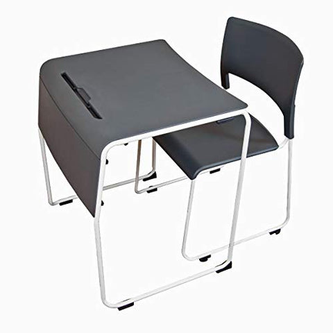 Lightweight Stackable Student Desk and Chair G 4 Pack - Gray
