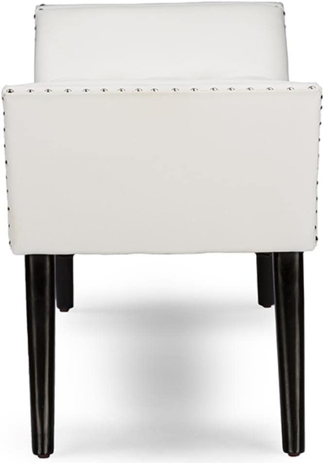 Baxton Studio Wholesale Interiors Tamblin Modern and Contemporary Faux Leather Upholstered Large Ottoman Seating Bench, White