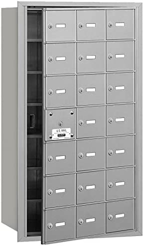 Salsbury Industries 3621AFU 4B Plus Horizontal Mailbox, 21 A Doors 20 Usable, Front Loading, USPS Access, Aluminum