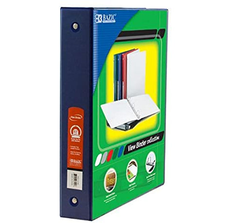 BAZIC 1.5&#34; Blue 3-Ring View Binder w/2-Pockets
