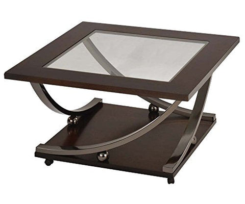 ACME Furniture Isiah Coffee Table, Black Nickel/Clear Glass