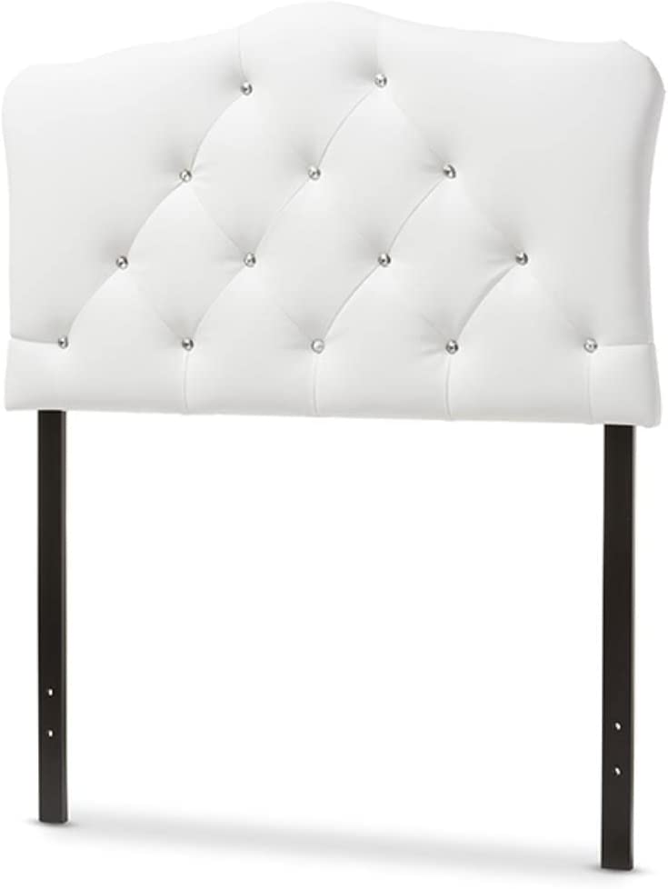 Baxton Studio Rita Modern and Contemporary White Faux Leather Upholstered Button-Tufted Scalloped Twin Size Headboard