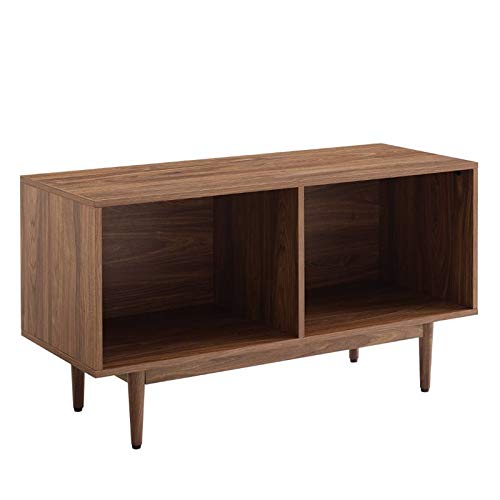 Crosley Furniture Liam Mid-Century Record Storage Console Cabinet, Medium, Walnut