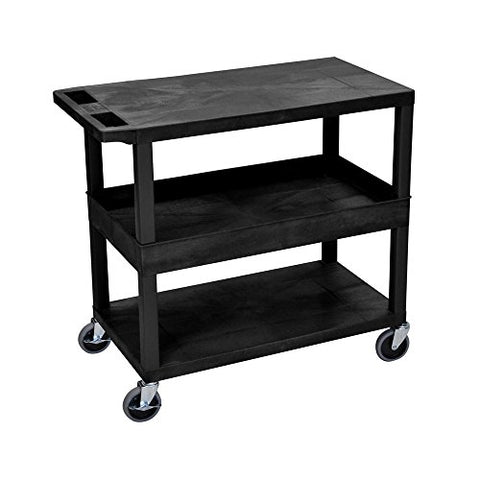 32 in. x 18 in. Cart - Two Flat/One Tub Shelves - Black