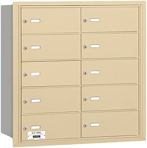 Salsbury Industries 3610SRP 4B Plus Horizontal Mailbox, 10 B Doors, Rear Loading, Private Access, Sandstone