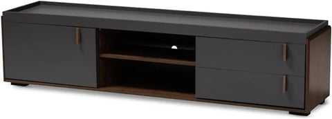 Baxton Studio Rikke Modern and Contemporary Two-Tone Gray and Walnut Finished Wood 2-Drawer TV Stand