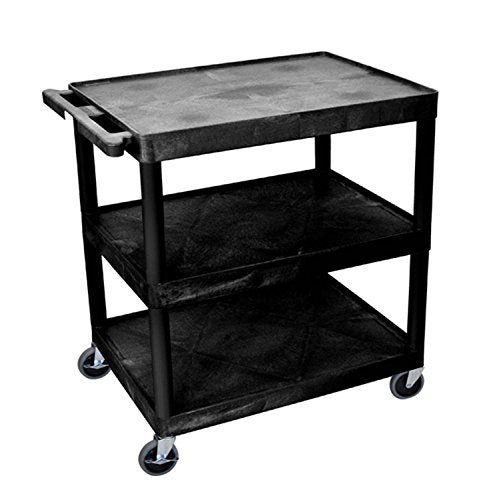 Utility Cart - 3 Shelves Structural Foam Plastic - Black