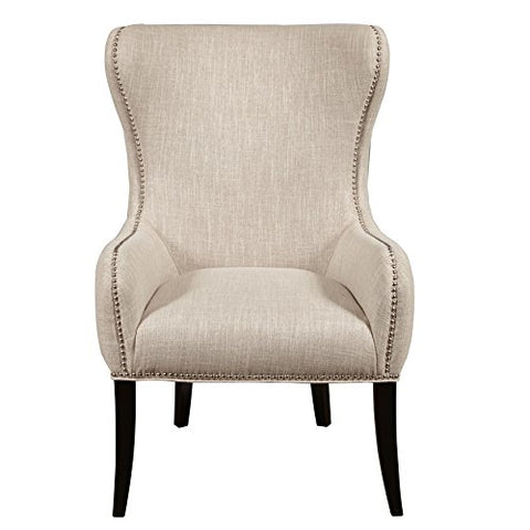 Traditional Wing Back Arm Chair in Seraphine Mink