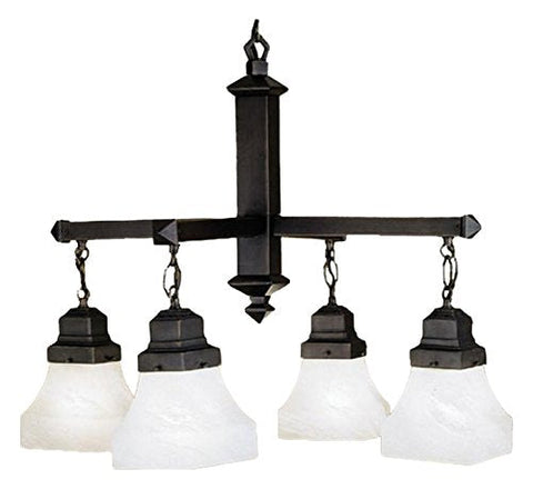 26 inches W Bungalow White Alabaster Swirl 4 LT Chandelier