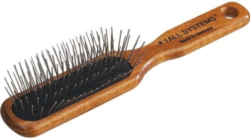 All Systems No Pet Oblong Pin Brush with Wooden Handle