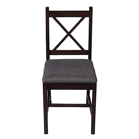 Ouuuhlala Ema Dark Grey Rubber Wood Fabric Dining Chair with Espresso Leg (Set of 2)