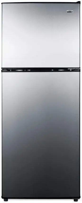 Summit Appliance CP972SS Two-door Cycle Defrost 22" Wide 7.1 Cu.Ft. Refrigerator-Freezer in Slim Width, Stainless Steel Doors, Adjustable Glass Shelves, Door Storage, Sealed Back and Black Cabinet