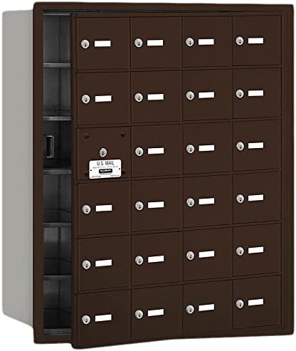 Salsbury Industries 3624ZFP 4B Plus Horizontal Mailbox with Master Commercial Lock, 24 A Doors 23 Usable, Front Loading, Private Access, Bronze