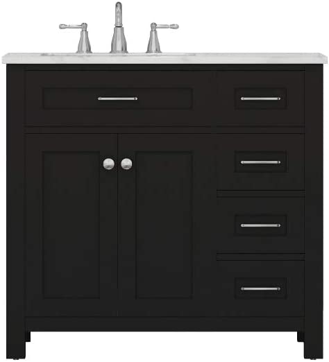 Norwalk 36 inch Drawer Vanity Espresso with Carrera Marble Top