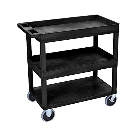 32 in. x 18 in. Cart - Two Tub/One Flat Shelves - Black