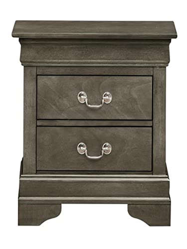 Louis Philippe 2-Drawer Gray Nightstand (24 in. H X 21 in. W X 16 in. D)