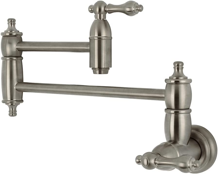 Kingston Brass KS3108AL Restoration Pot Filler, Brushed Nickel,8-1/8-Inch Spout Height