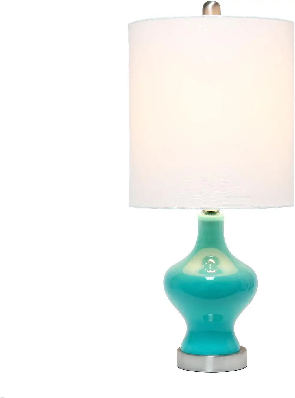 Lalia Home Contemporary Paseo Table Lamp with White Fabric Shade - Teal