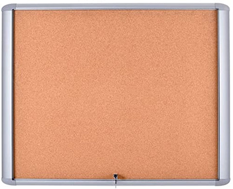 MasterVision Weather Resistant Cork Bulletin Enclosed Board Cabinet 30 Inches x 26.5 Inches Aluminum Frame