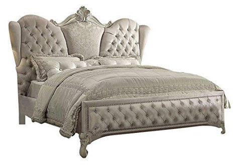 ACME Versailles California King Bed, Ivory Velvet & Bone White (1Set/3Ctn)