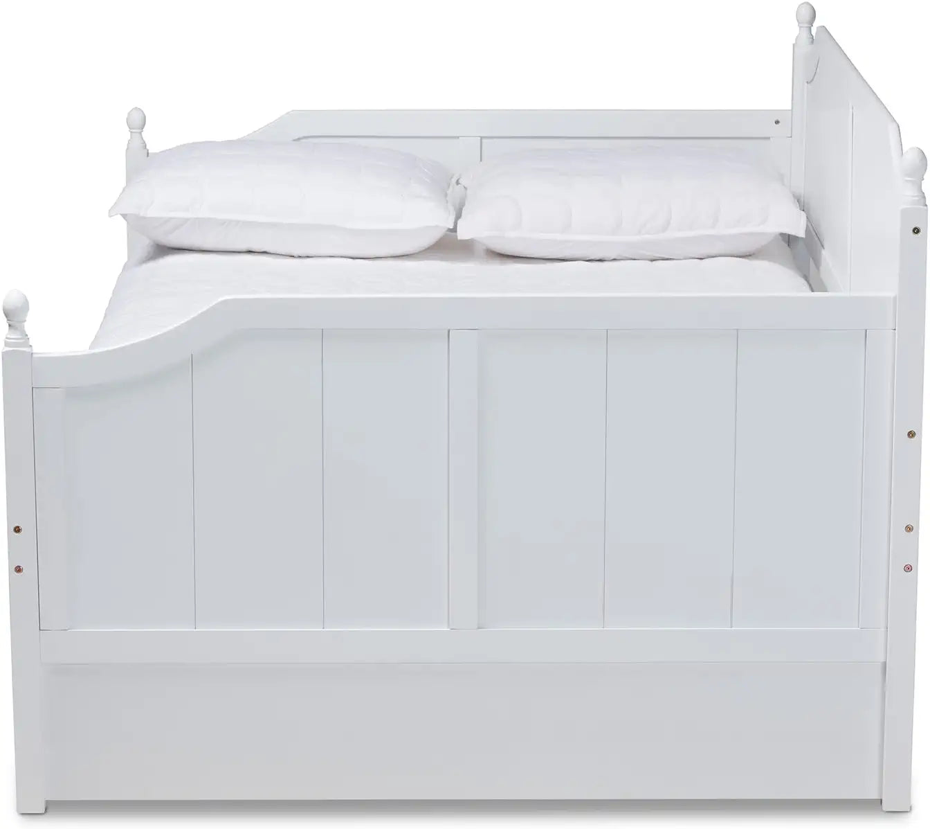 Baxton Studio Millie Cottage Farmhouse White Finished Wood Full Size Daybed with Trundle