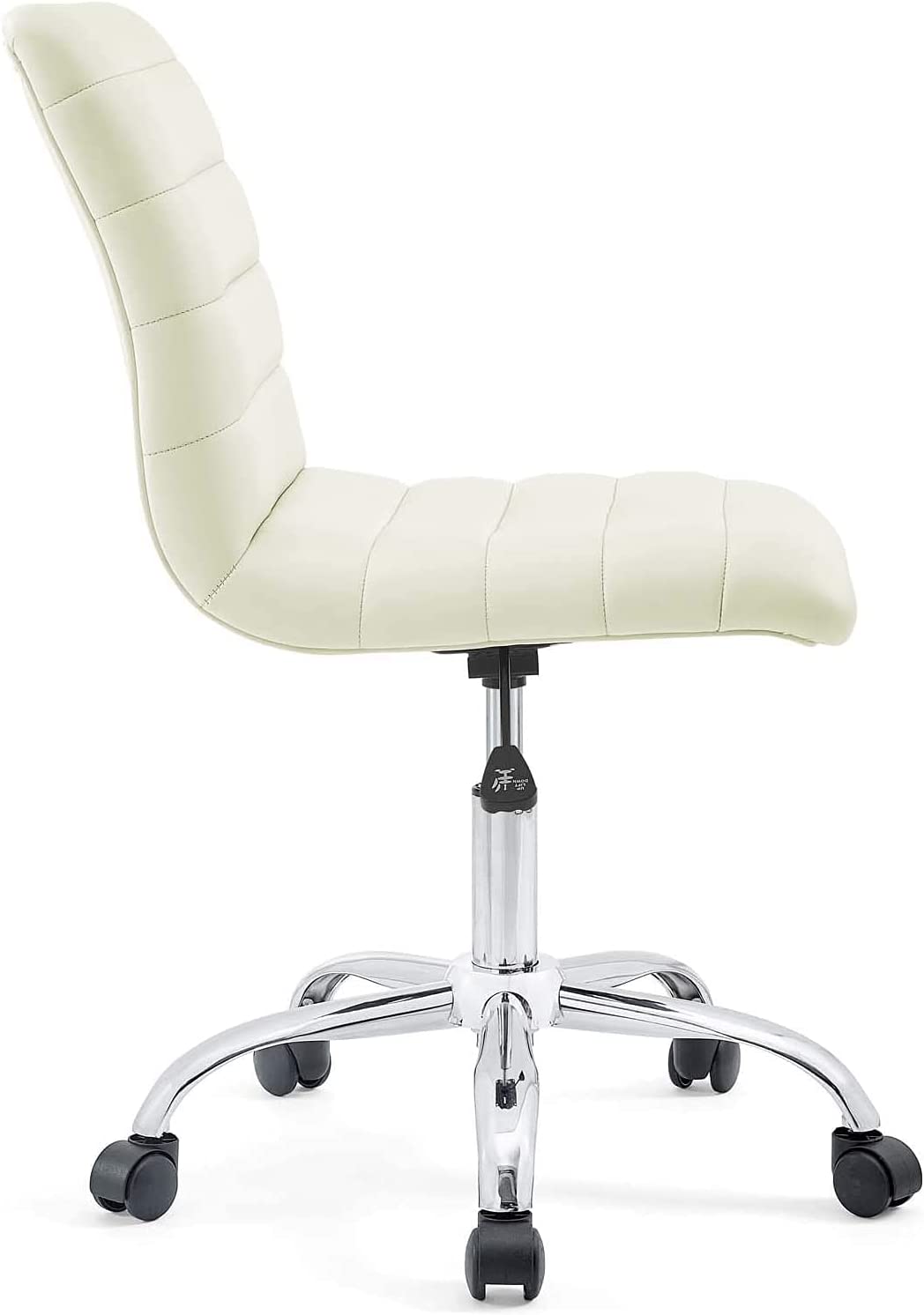 Modway Ripple Ribbed Armless Mid Back Swivel Conference Office Chair In White