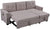 Lilola Home Reversible Sleeper Sectional Sofa with Storage Chaise and Pocket, Dark Gray