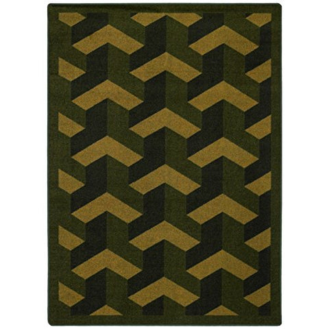 Joy Carpets Kaleidoscope Rooftop Whimsical Area Rugs, 64-Inch by 92-Inch by 0.36-Inch, Olive