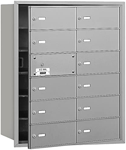 Salsbury Industries 3612AFP 4B Plus Horizontal Mailbox with Master Commercial Lock, 12 B Doors 11 Usable, Front Loading, Private Access, Aluminum