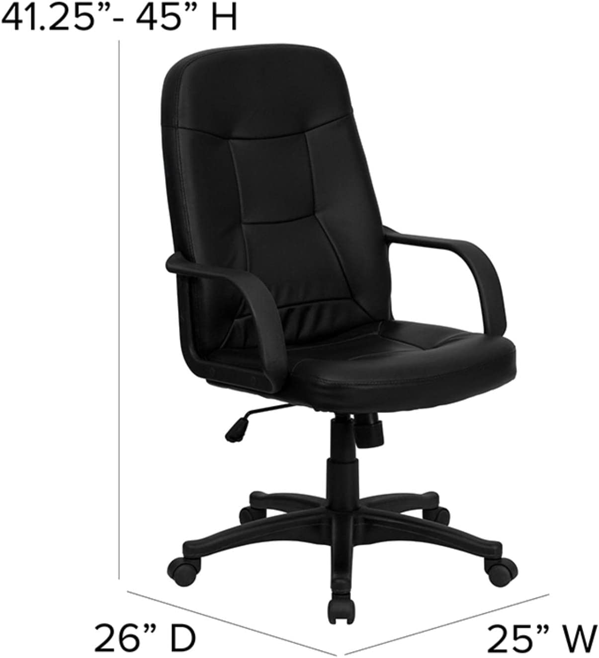 Flash Furniture High Back Black Glove Vinyl Executive Swivel Office Chair with Arms