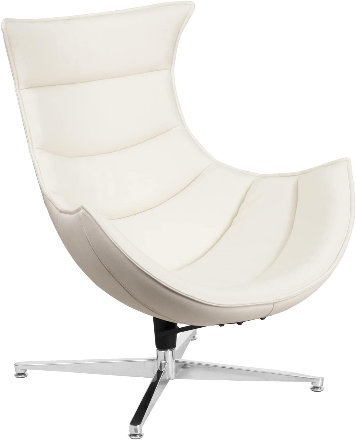 Flash Furniture White LeatherSoft Swivel Cocoon Chair