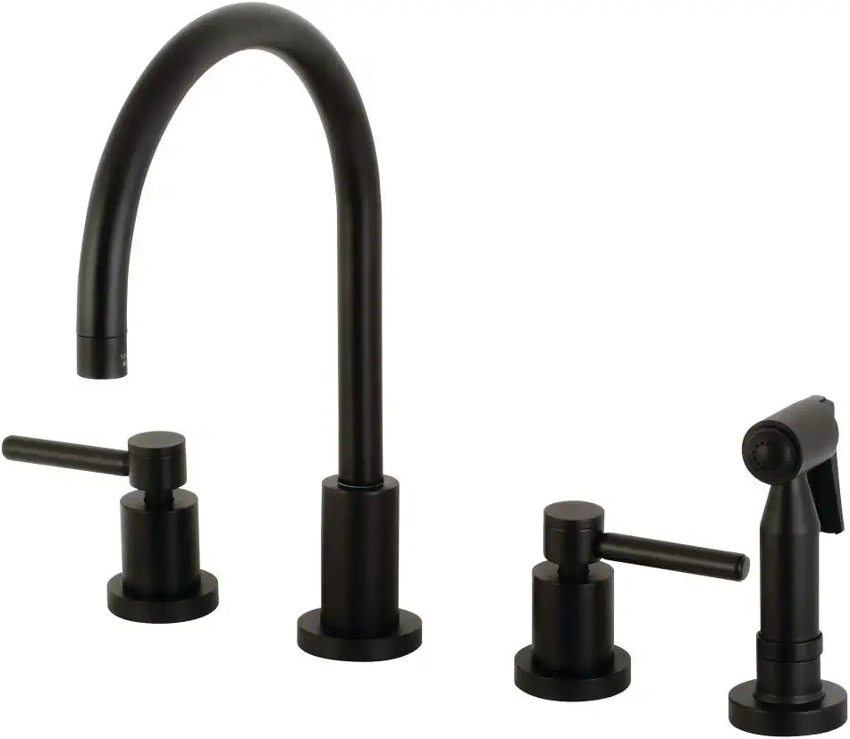 Kingston Brass KS8720DLBS Concord Widespread Kitchen Faucet, Matte Black