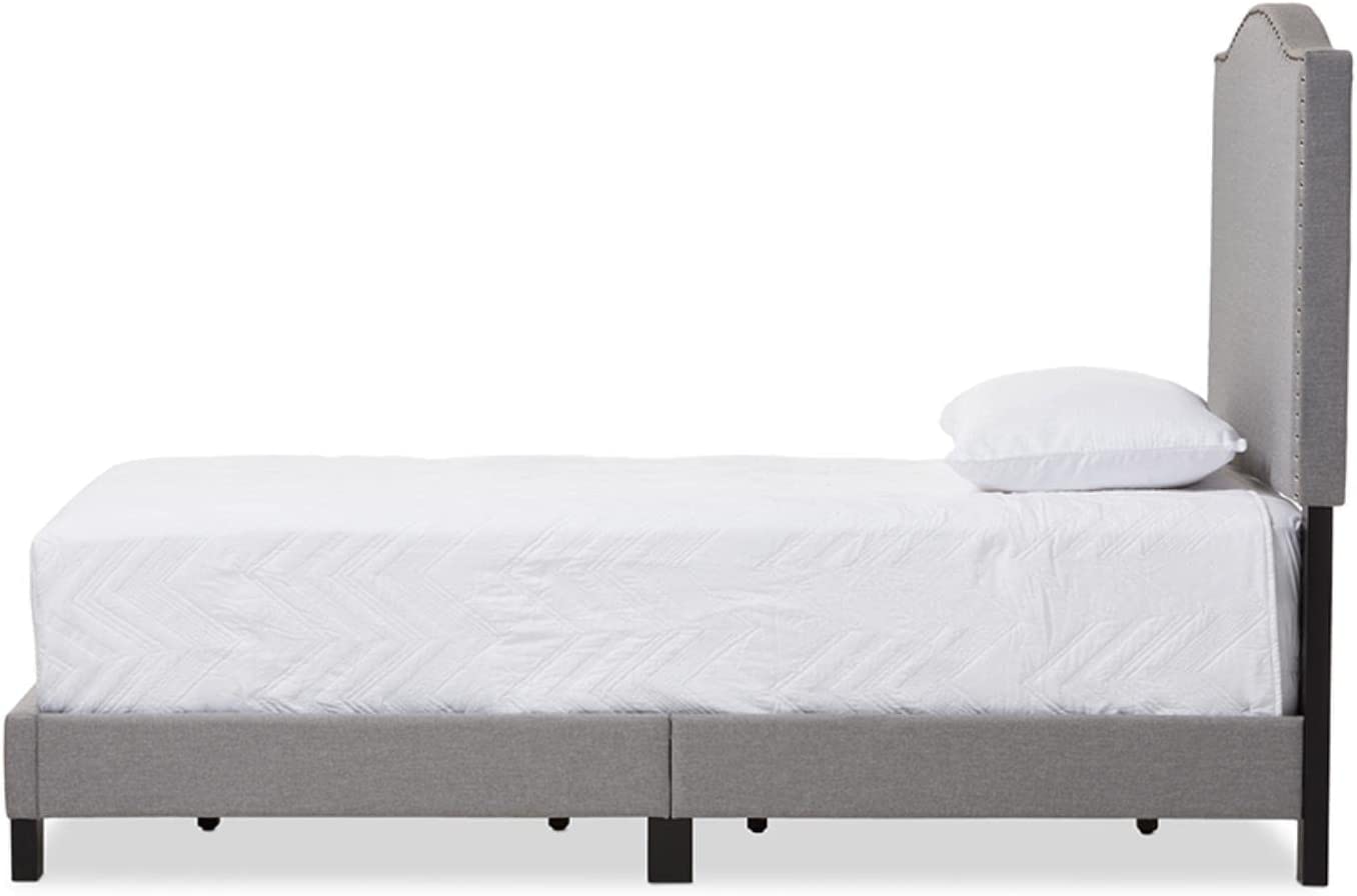 Baxton Studio Benjamin Modern and Contemporary Upholstered Arched Platform Bed with Nail Heads Grey