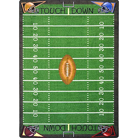 Joy Carpets Sports Fan Football Fun Area Rugs, 64-Inch by 92-Inch by 0.36-Inch, Multicolored