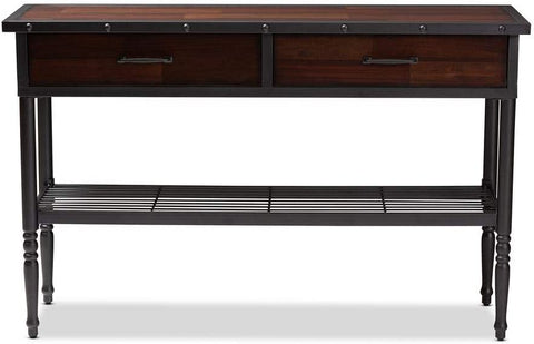 Baxton Studio Jana Vintage Industrial Walnut-Finished Wood 2-Drawer Dining Room Server