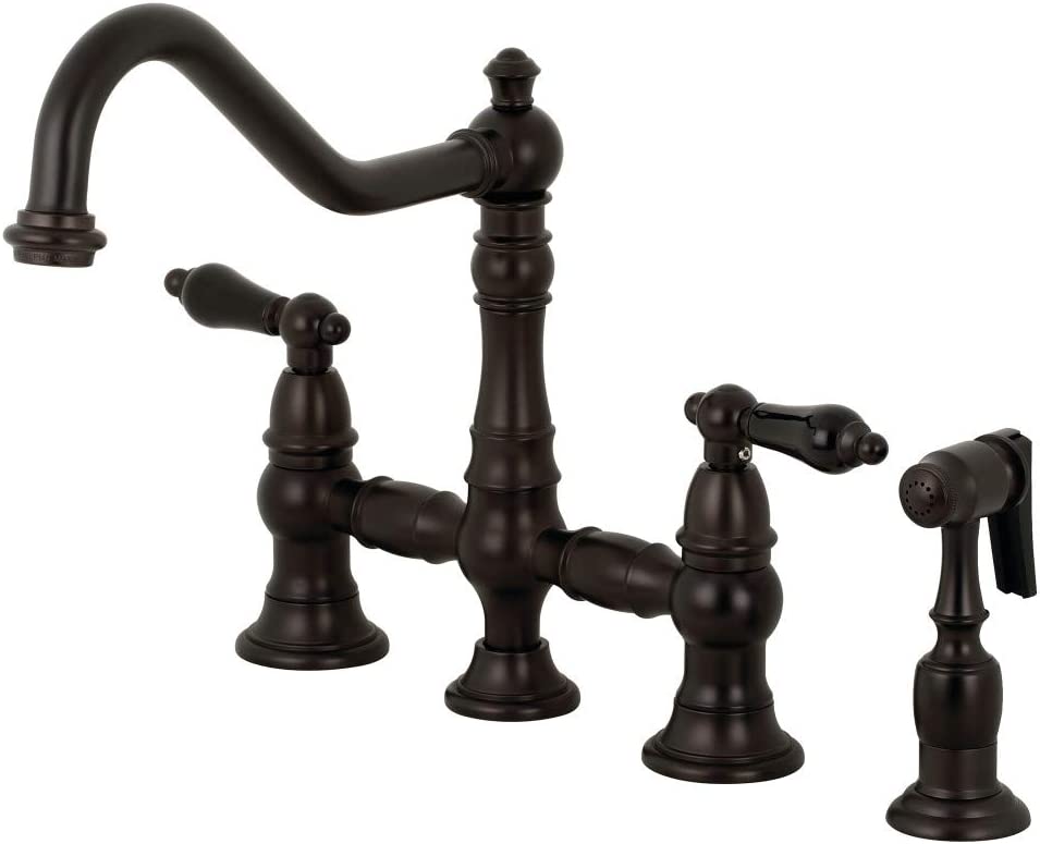 Kingston Brass KS3275PKLBS Duchess Bridge Kitchen Faucet, Oil Rubbed Bronze