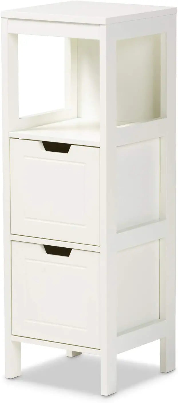 Baxton Studio Reuben Cottage and Farmhouse White Finished 2-Drawer Wood Storage Cabinet