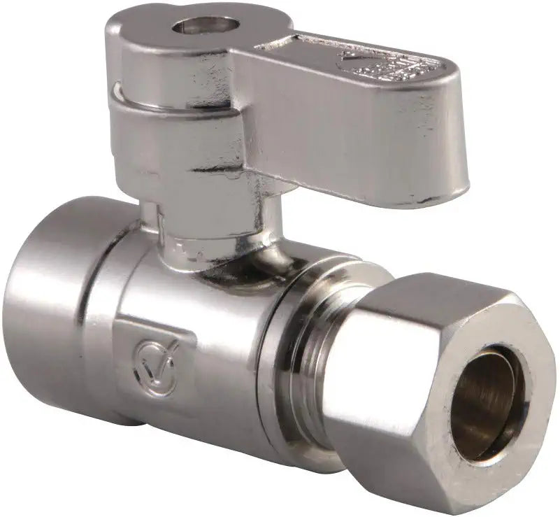 Kingston Brass KF4325SN 1/2 Sweat X 3/8 OD Comp Straight Stop Valve, Brushed Nickel